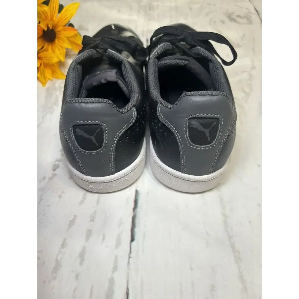 Black Leather Puma Loafers Mens 7 Low Top Casual‎ Sneakers Shoes Slip On Style